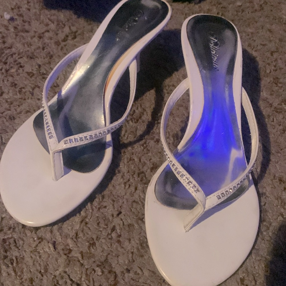 White and silver heels
